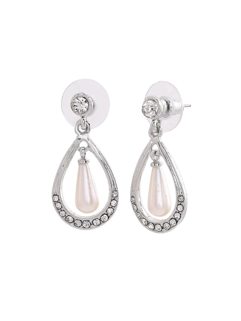white metal drop earring - 17542796 - Zoom Image - 2