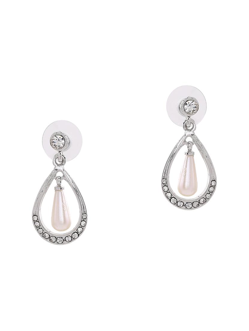 white metal drop earring - 17542796 - Zoom Image - 3