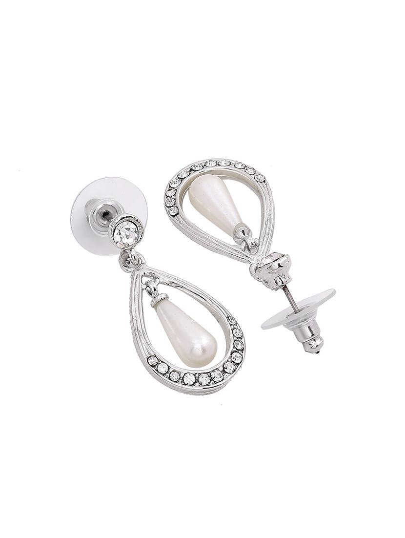 white metal drop earring - 17542796 - Zoom Image - 4
