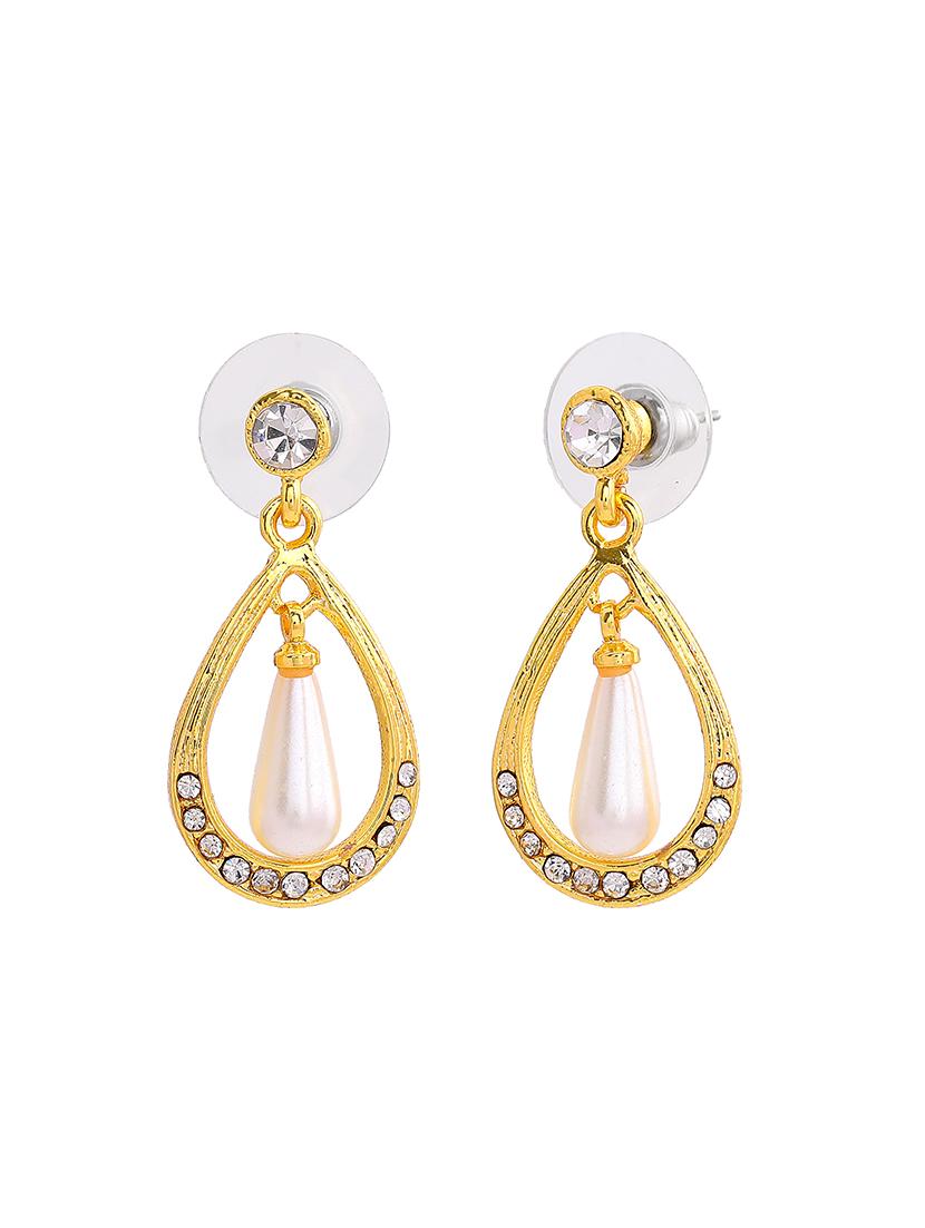 gold metal drop earring - 17542797 - Zoom Image - 2