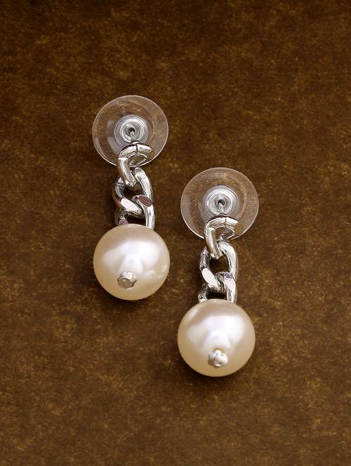silver metal drop earring - 17542803 - Standard Image - 1