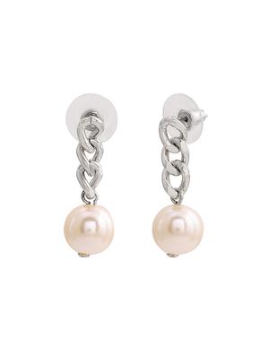 silver metal drop earring - 17542803 - Standard Image - 2