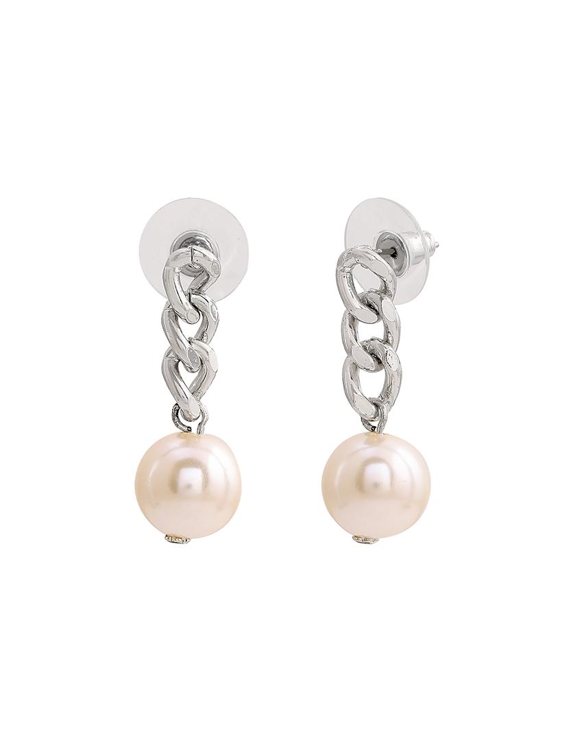 silver metal drop earring - 17542803 - Zoom Image - 2