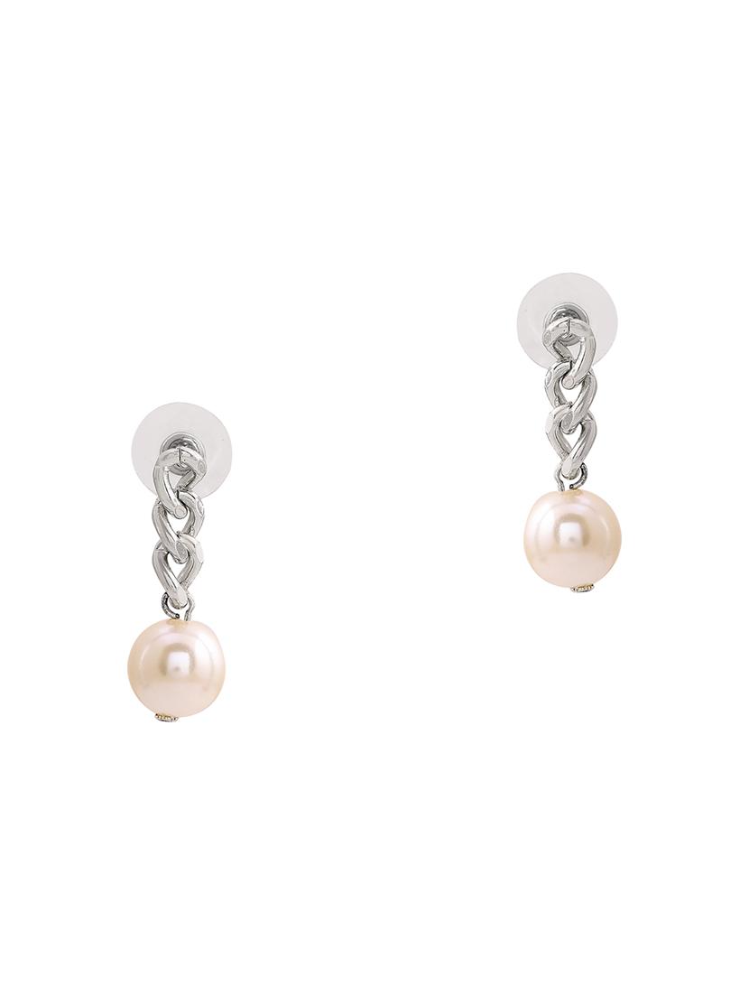 silver metal drop earring - 17542803 - Zoom Image - 3