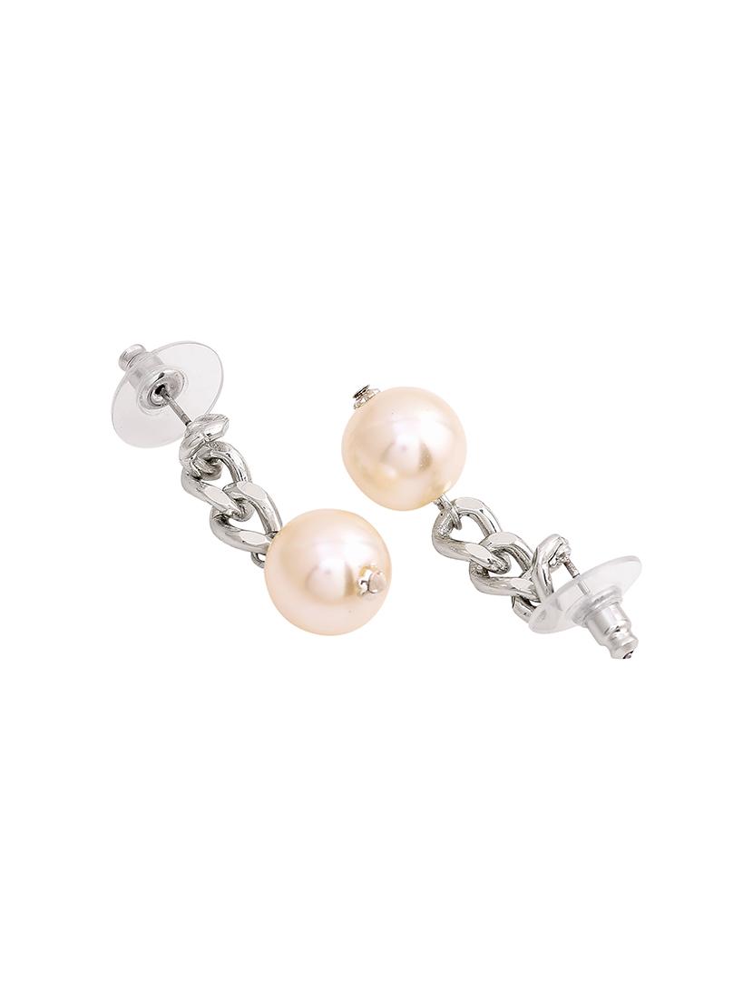 silver metal drop earring - 17542803 - Zoom Image - 4