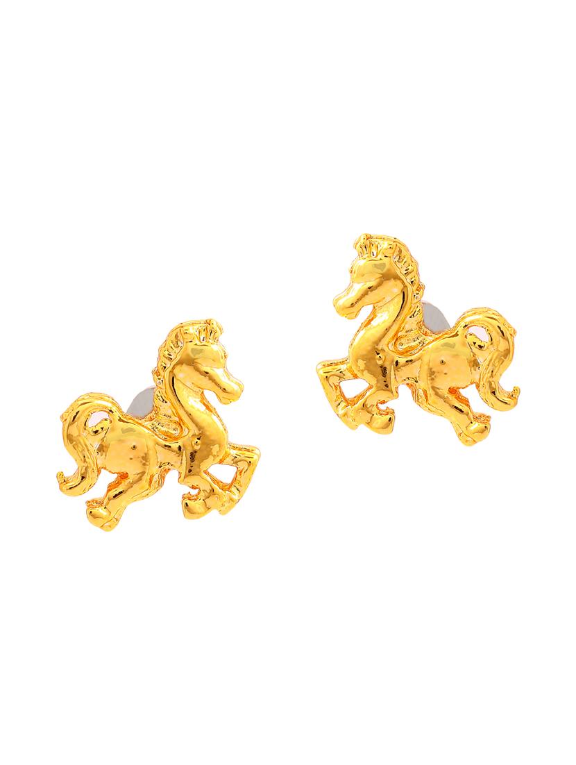 gold metal studs earring - 17542815 - Zoom Image - 2