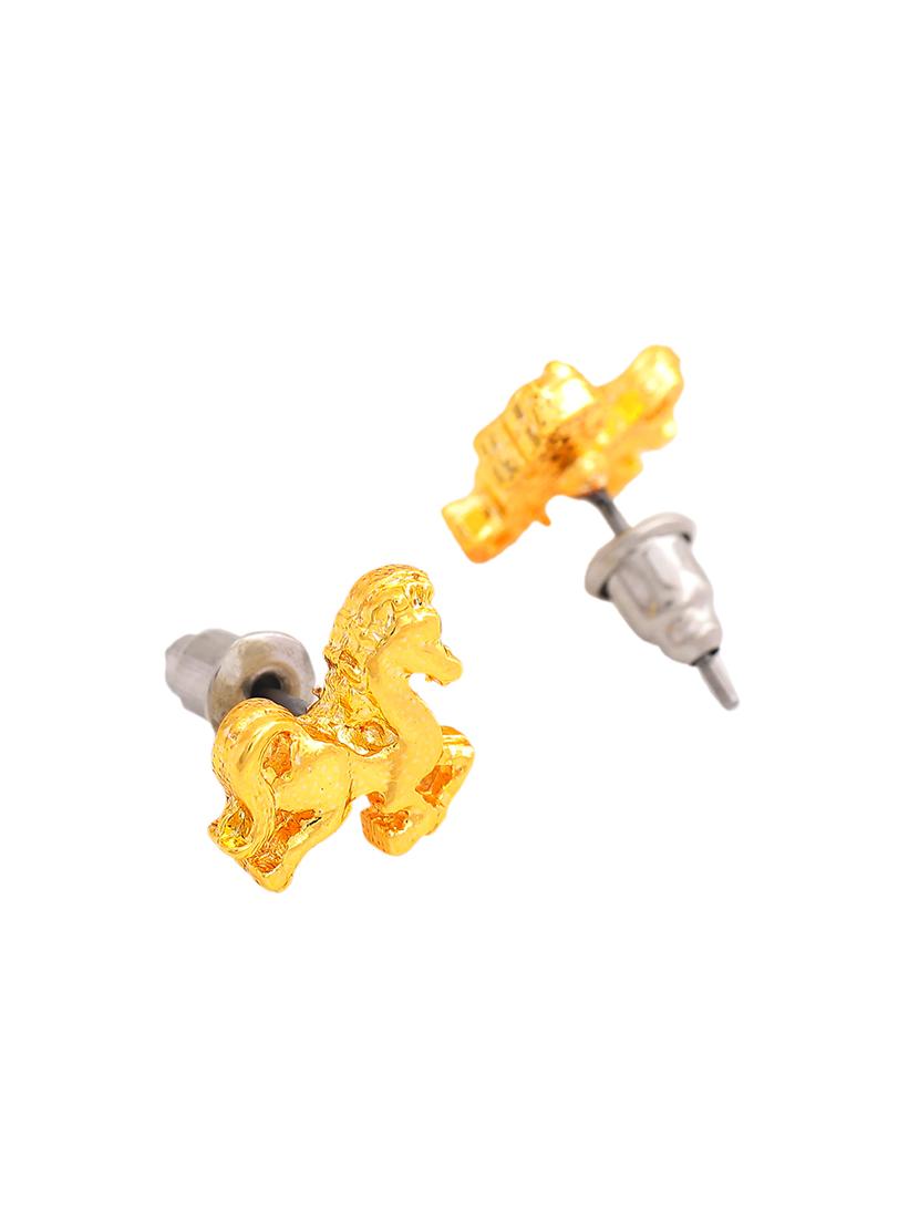 gold metal studs earring - 17542815 - Zoom Image - 4