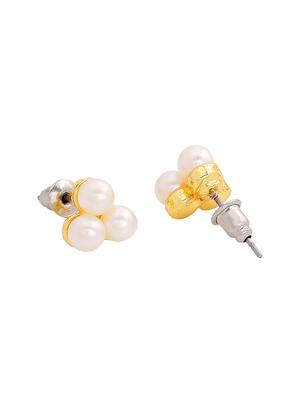 white metal studs earring - 17542820 - Standard Image - 4