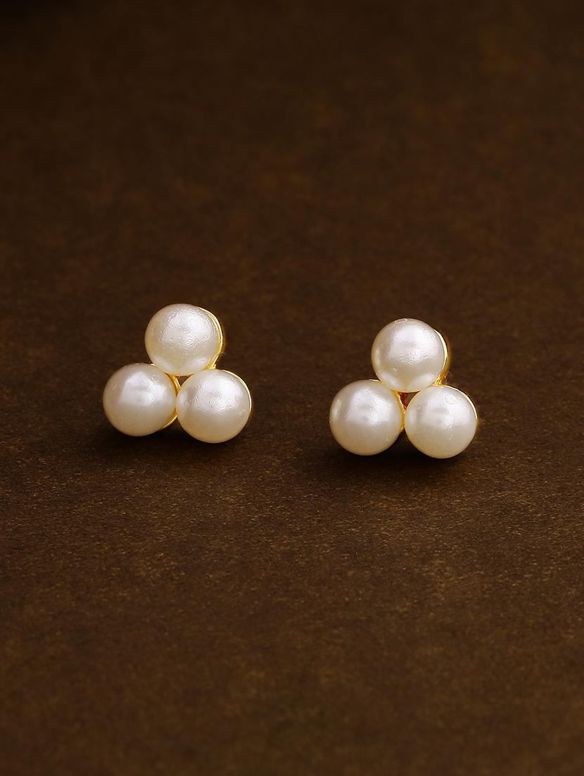 white metal studs earring - 17542820 - Zoom Image - 1