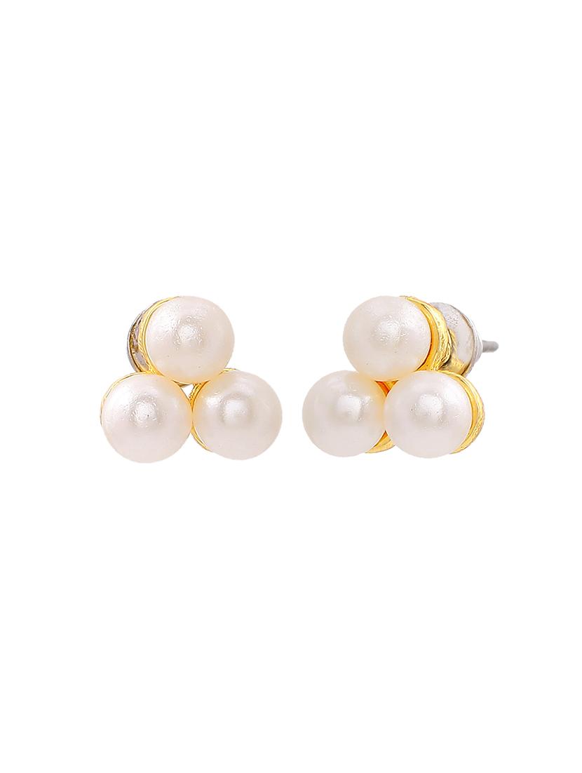 white metal studs earring - 17542820 - Zoom Image - 3