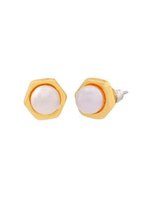 gold metal studs earring - 17542822 - Standard Image - 2