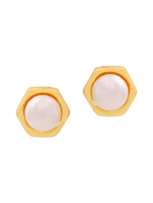 gold metal studs earring - 17542822 - Standard Image - 3