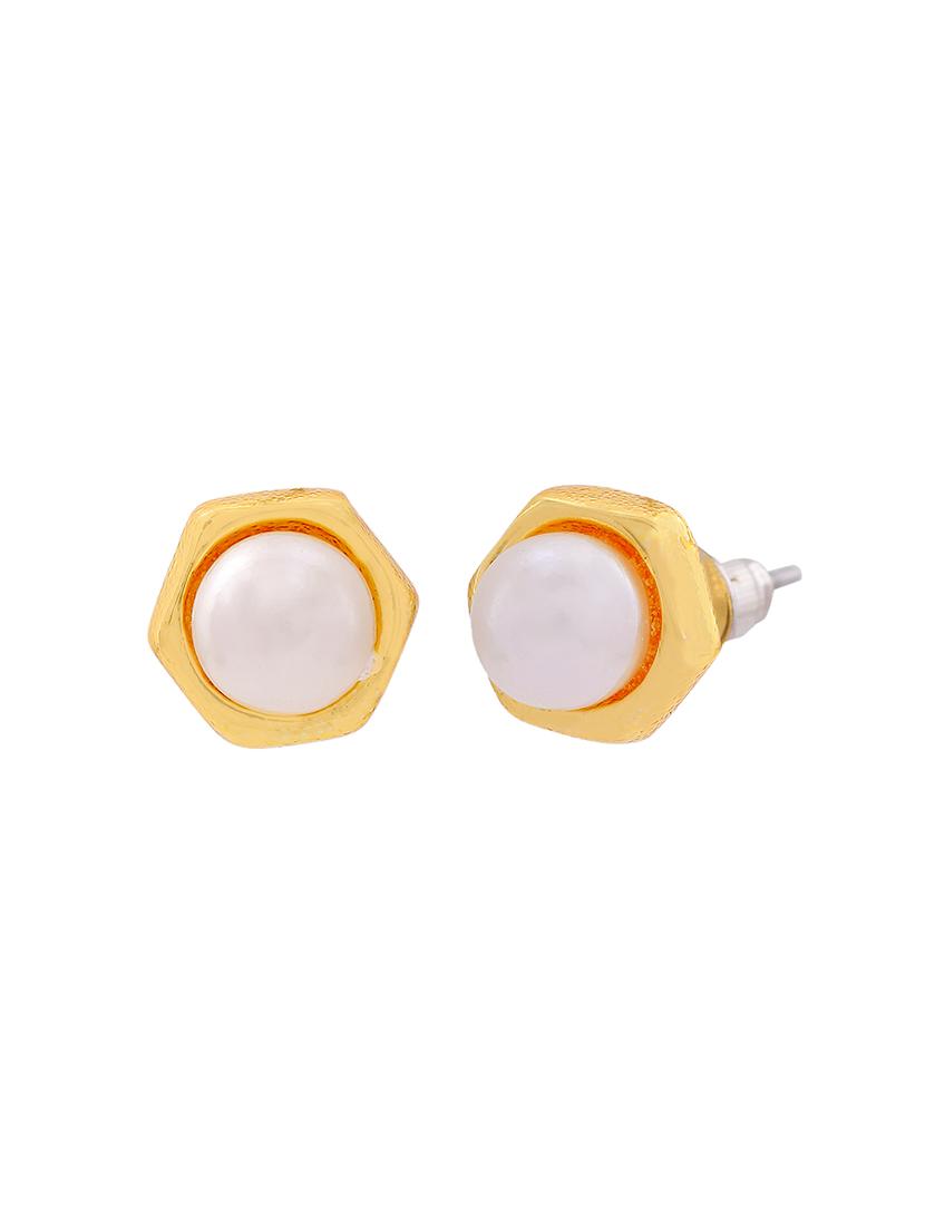 gold metal studs earring - 17542822 - Zoom Image - 2