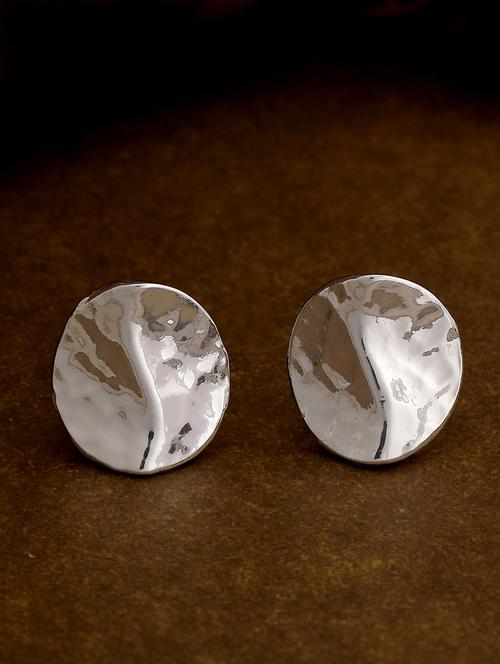 white metal studs earring - 17542823 - Standard Image - 1