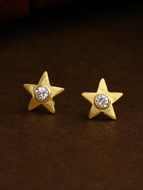 gold metal studs earring - 17542828 - Standard Image - 1