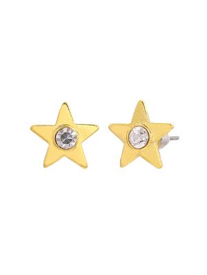 gold metal studs earring - 17542828 - Standard Image - 3