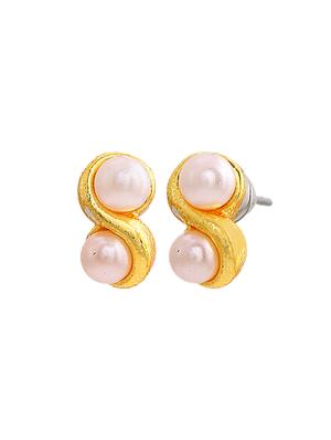 gold metal studs earring - 17542833 - Standard Image - 3