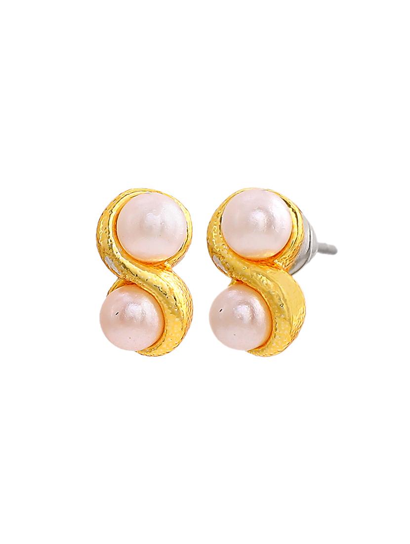 gold metal studs earring - 17542833 - Zoom Image - 3