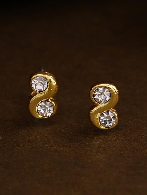 gold metal studs earring - 17542835 - Standard Image - 1