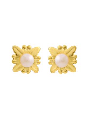 gold metal studs earring - 17542841 - Standard Image - 3