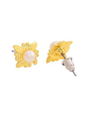 gold metal studs earring - 17542841 - Standard Image - 4