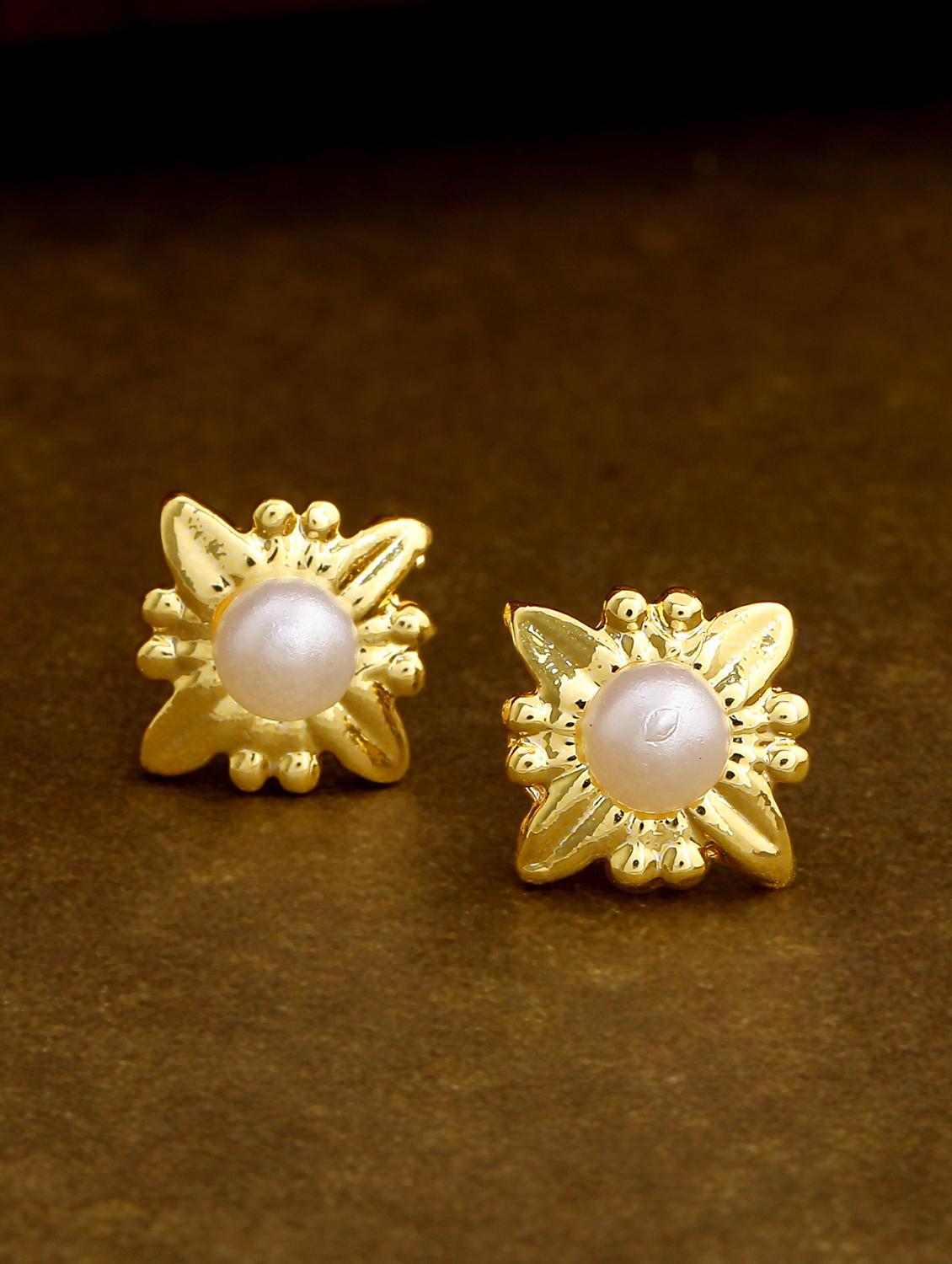 gold metal studs earring - 17542841 - Zoom Image - 1