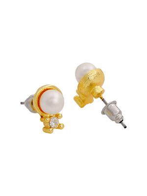 gold metal studs earring - 17542845 - Standard Image - 4