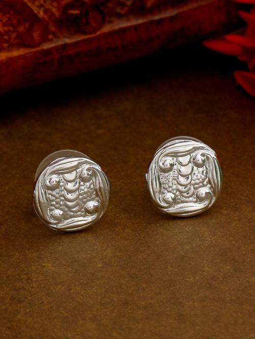 white metal studs earring - 17542847 - Standard Image - 1