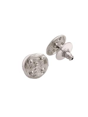 white metal studs earring - 17542847 - Standard Image - 4