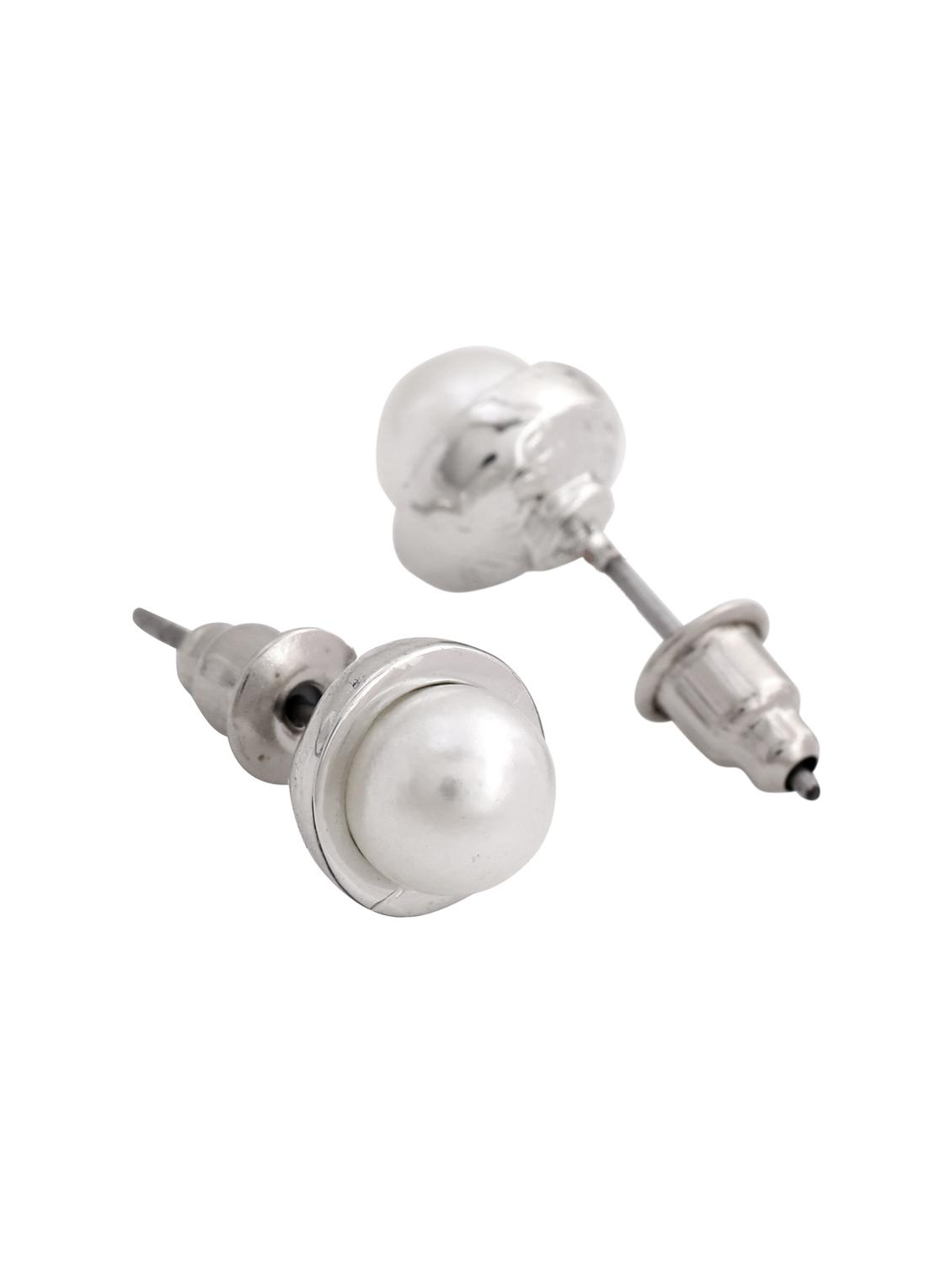 silver metal studs earring - 17542849 - Zoom Image - 4