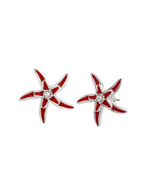 red metal studs earring - 17542854 - Standard Image - 3
