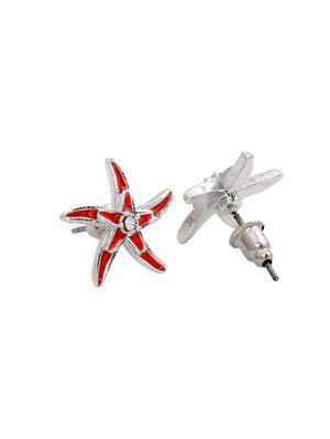 red metal studs earring - 17542854 - Standard Image - 4