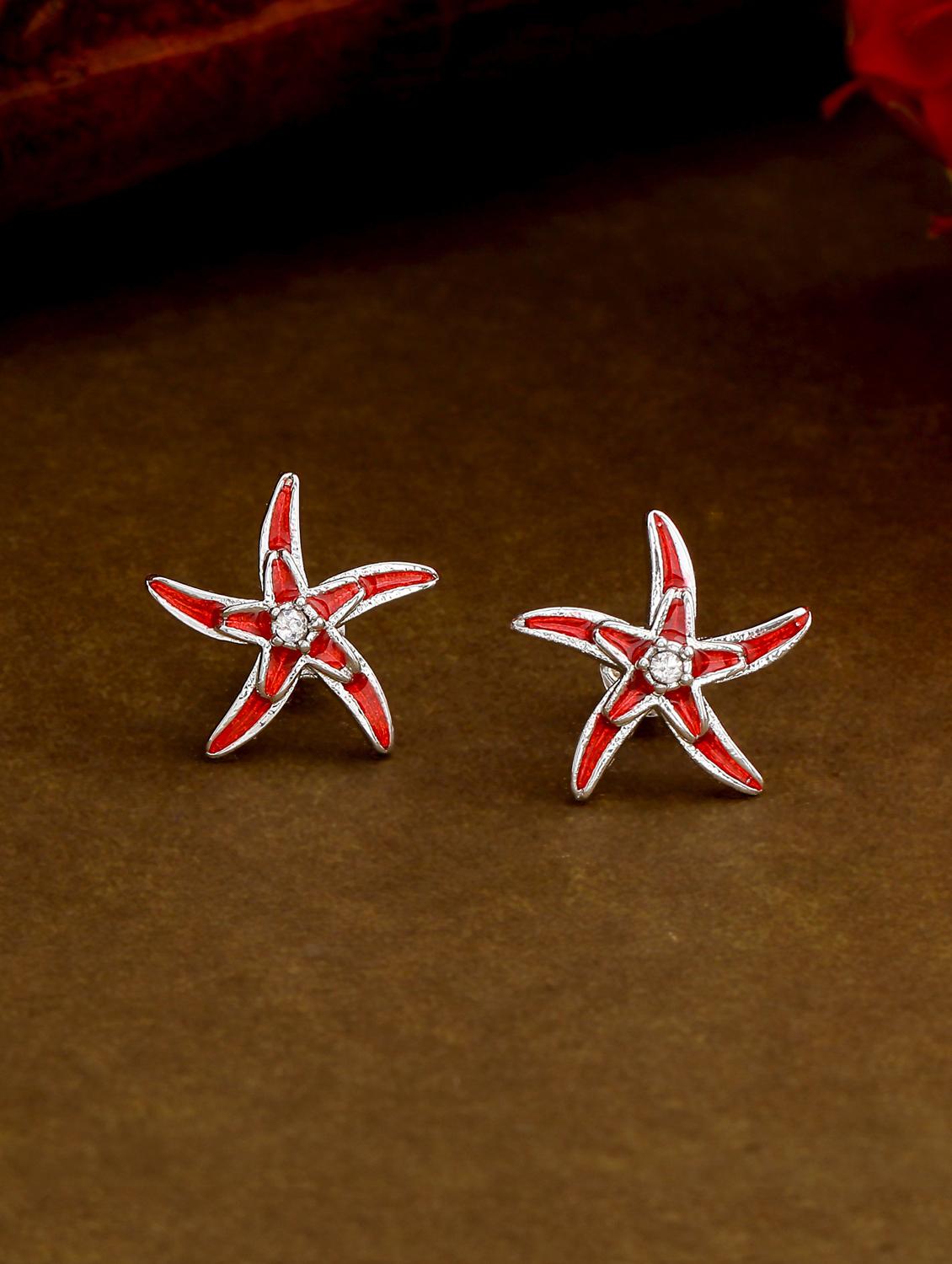 red metal studs earring - 17542854 - Zoom Image - 1
