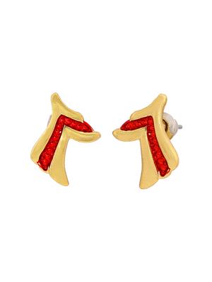 gold metal studs earring - 17542862 - Standard Image - 3