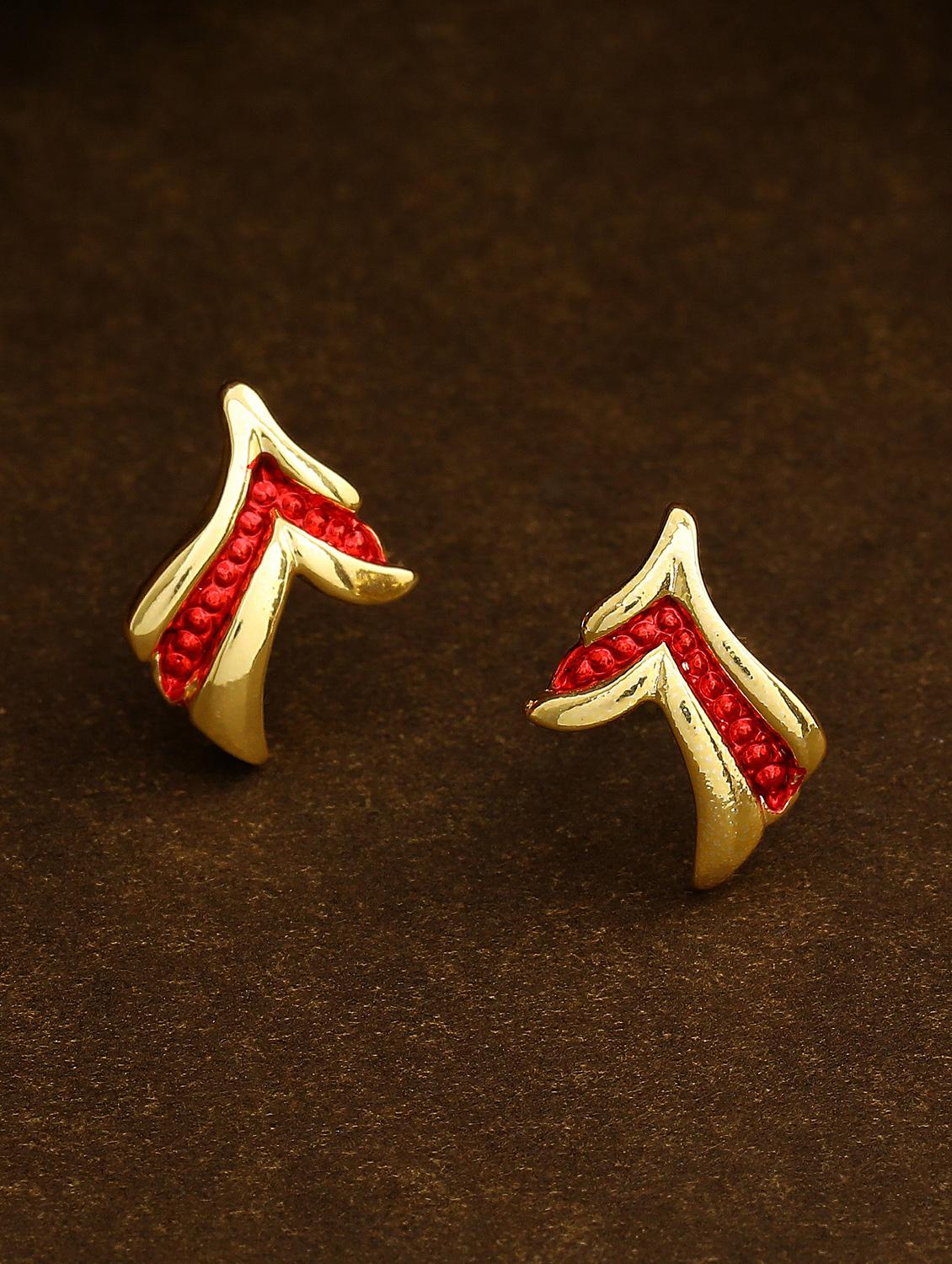 gold metal studs earring - 17542862 - Zoom Image - 1