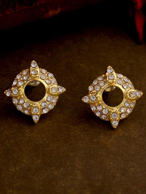 gold metal studs earring - 17542866 - Standard Image - 1
