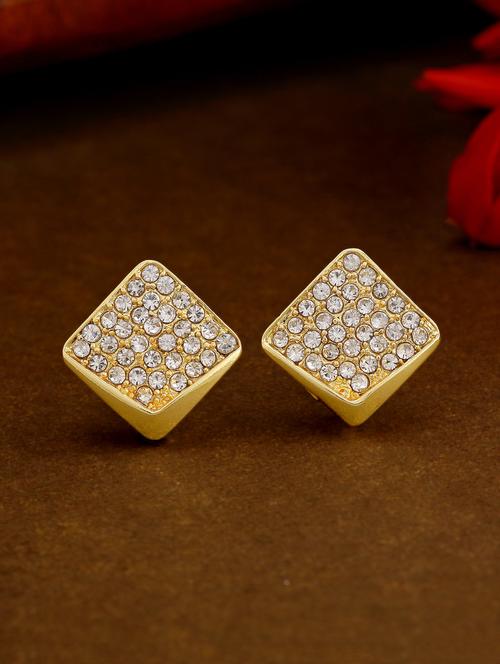 gold metal studs earring - 17542868 - Standard Image - 1