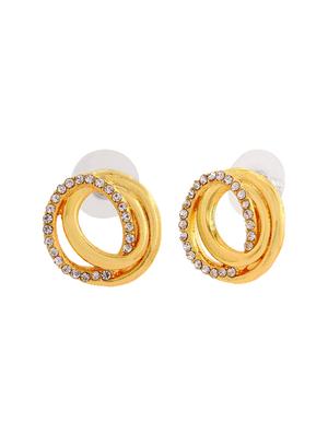 gold metal studs earring - 17542872 - Standard Image - 3