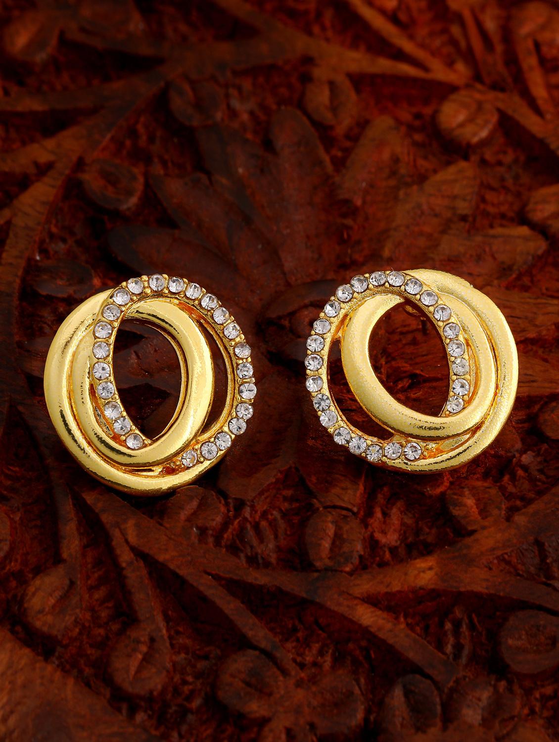 gold metal studs earring - 17542872 - Zoom Image - 1