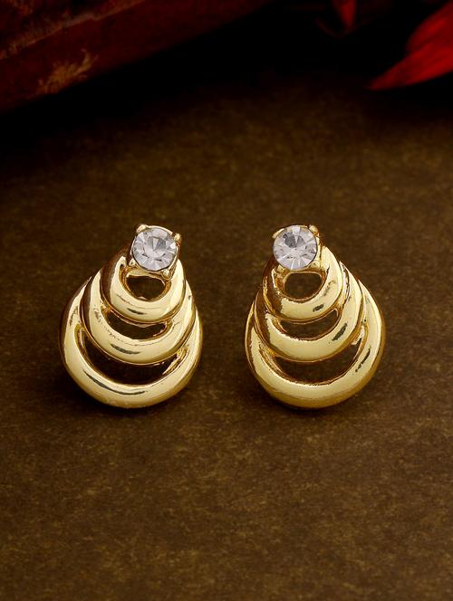 gold metal studs earring - 17542890 - Standard Image - 1
