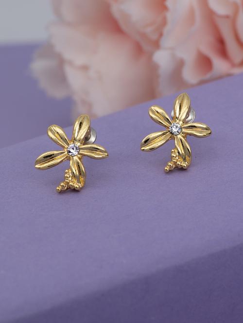 gold metal studs earring - 17542892 - Standard Image - 1