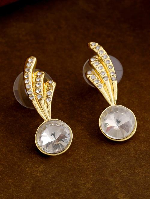 gold metal drop earring - 17542903 - Standard Image - 1