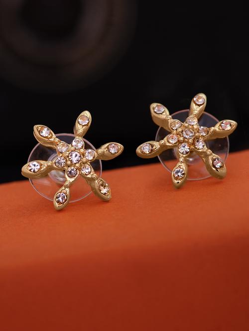 gold metal studs earring - 17542930 - Standard Image - 1