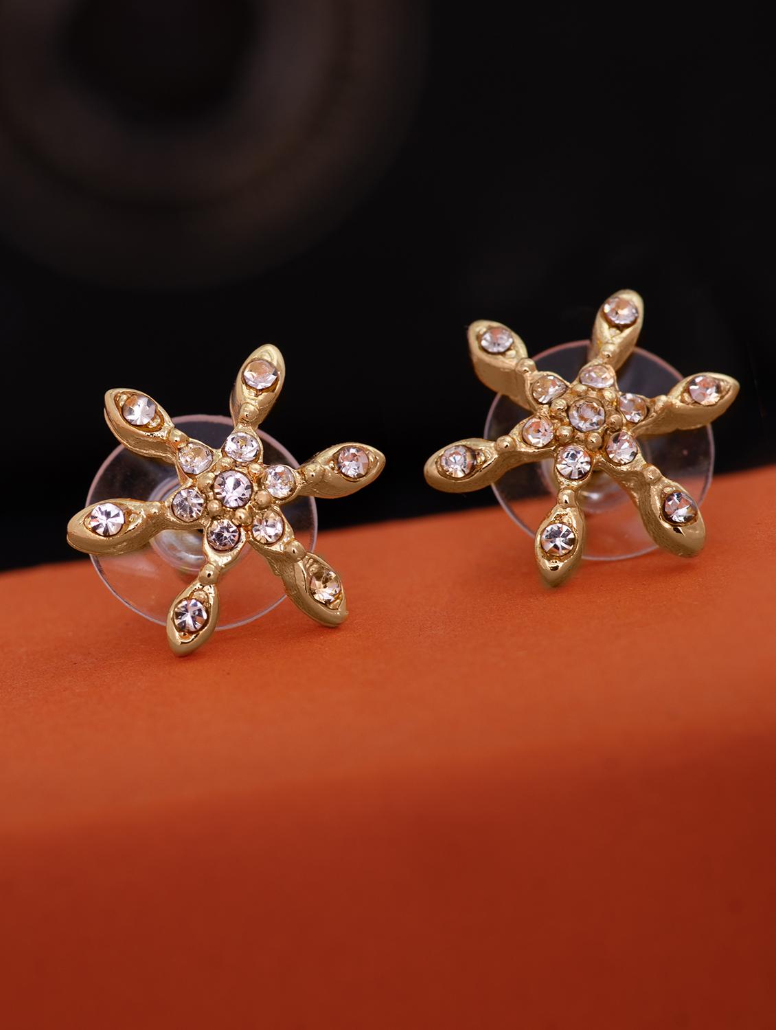 gold metal studs earring - 17542930 - Zoom Image - 1