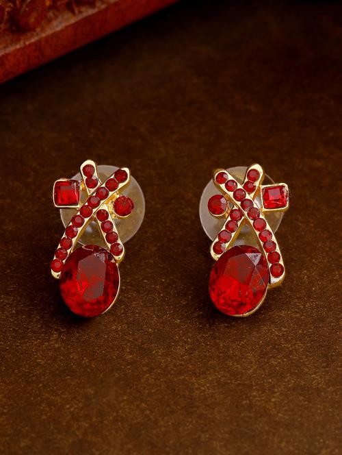 red metal studs earring - 17542938 - Standard Image - 1