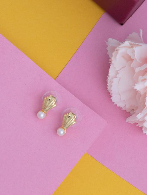 white metal studs earring - 17542946 - Standard Image - 1