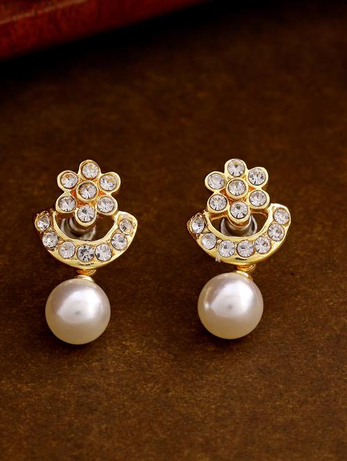 gold metal drop earring - 17542958 - Standard Image - 1