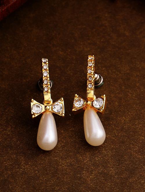 gold metal drop earring - 17542961 - Standard Image - 1