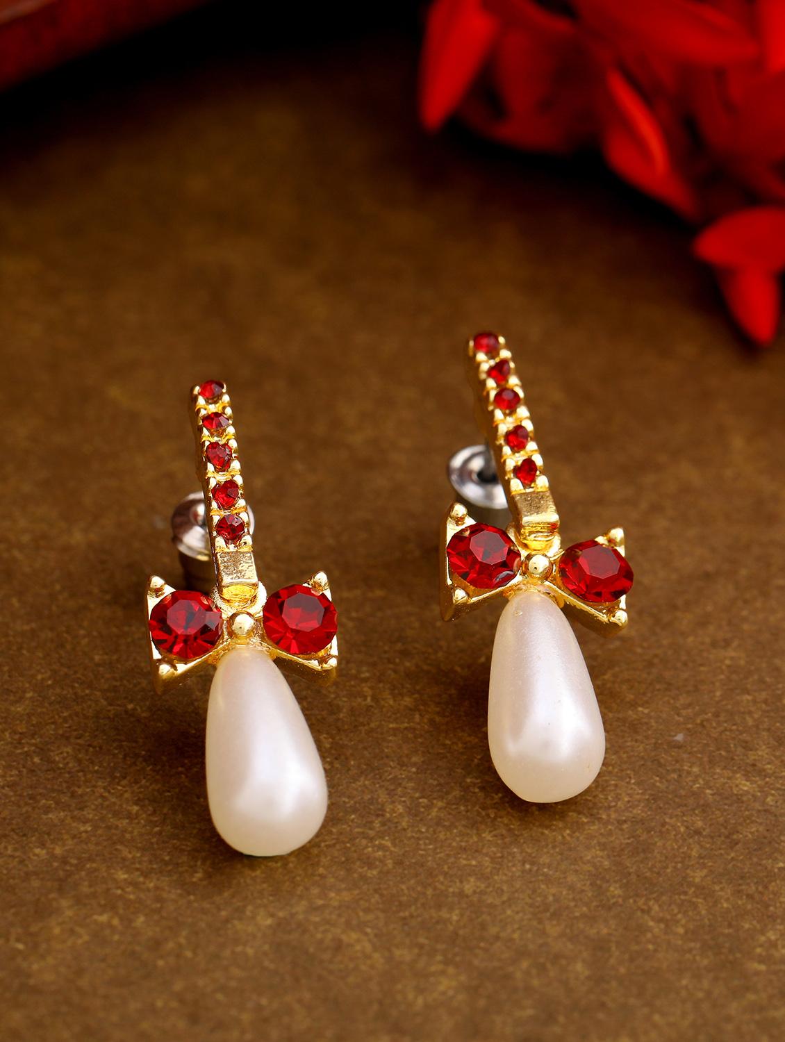 gold metal drop earring - 17542962 - Zoom Image - 1
