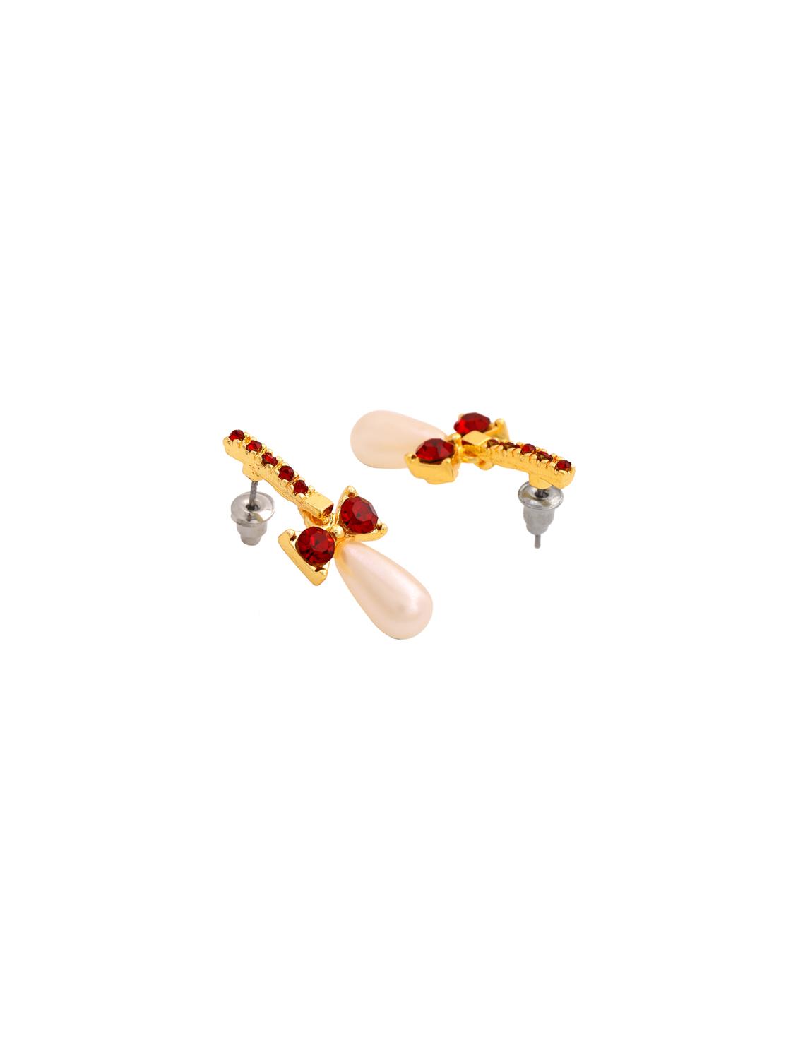 gold metal drop earring - 17542962 - Zoom Image - 3